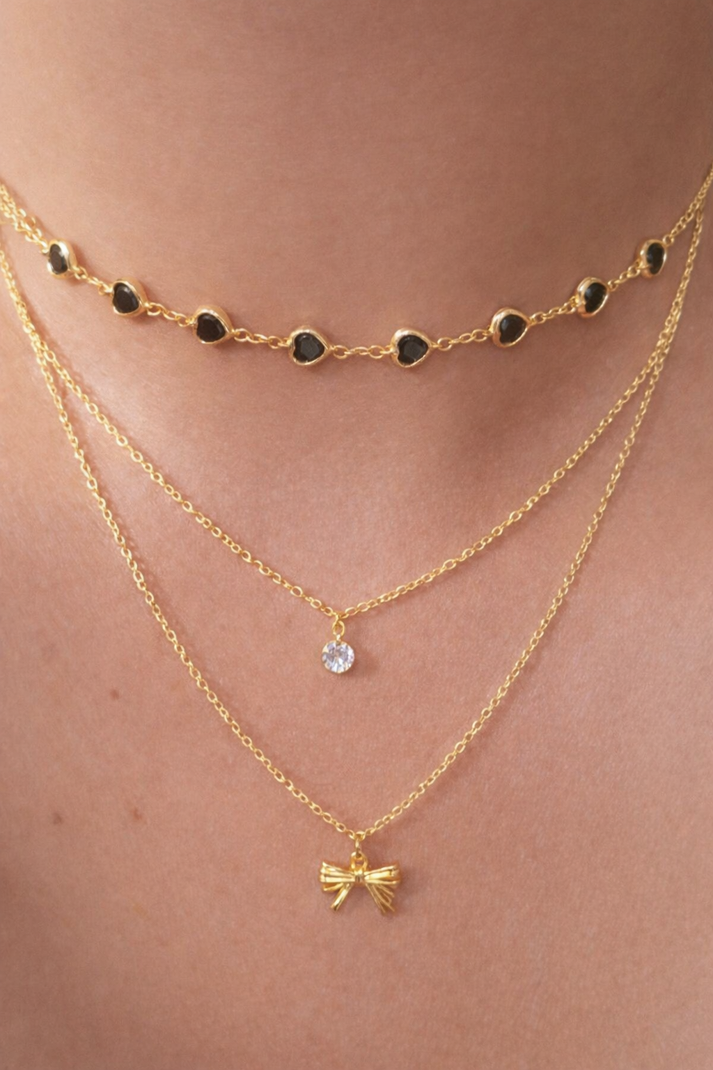Midnight Bow Layered Necklace