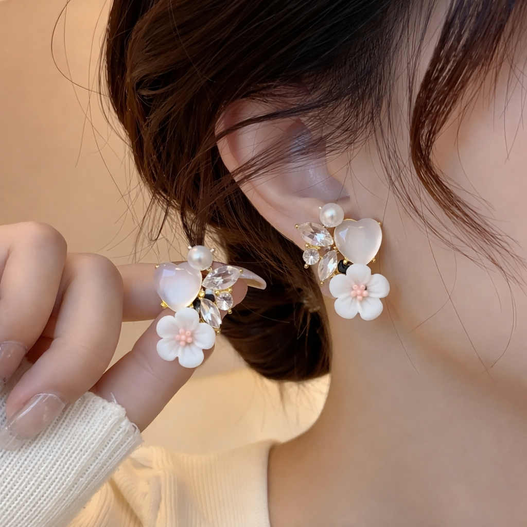 Blush Petal Charm Earrings