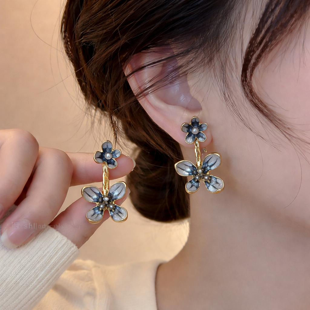 Midnight Bloom Drop Earrings