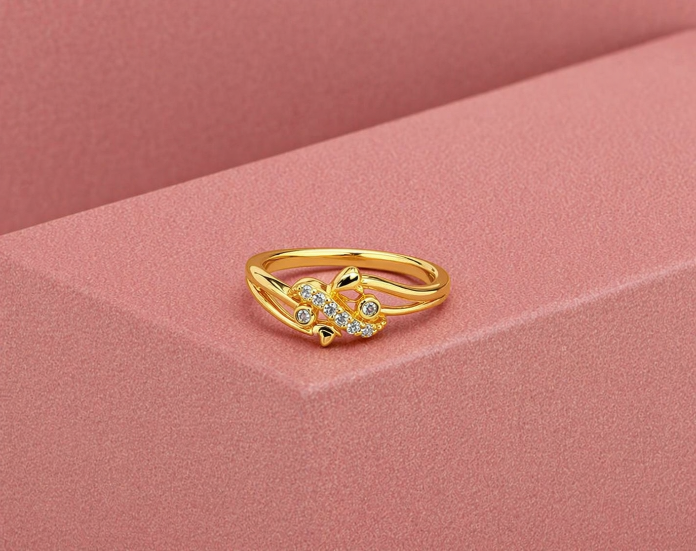 Golden Flutter Crystal Ring