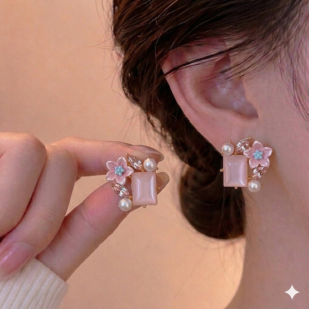 Rosy Bloom Studs