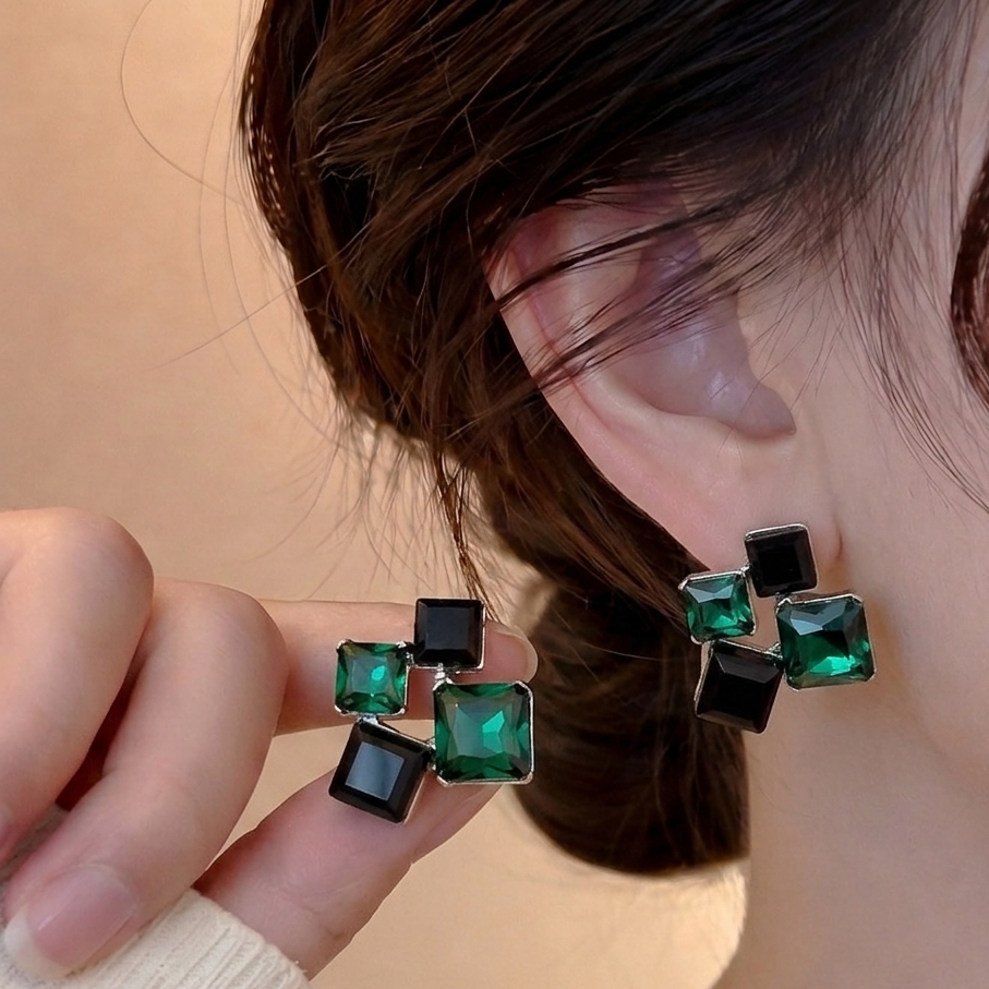 Emerald Noir Prism Earrings
