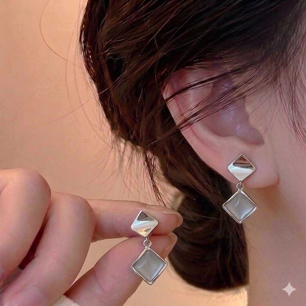 Silver Prism Drop Earrings