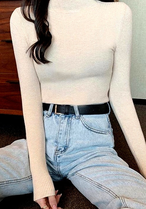 Women’s Polo Neck High Collar Top
