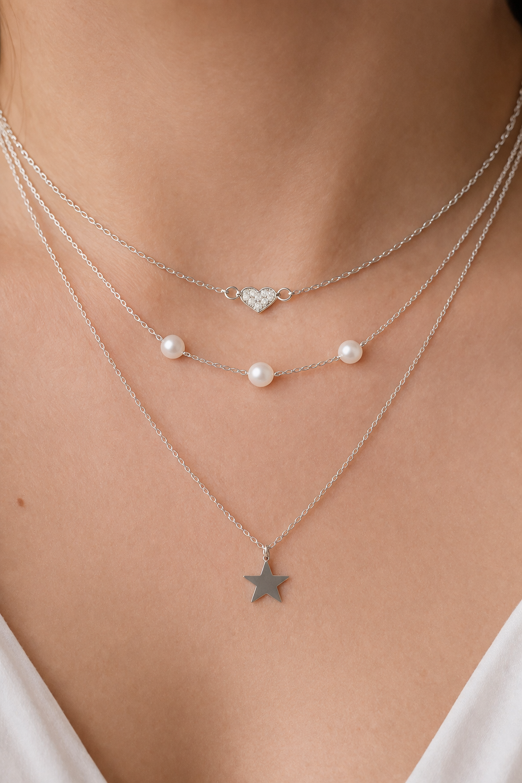 Celestial Pearl Layered Necklace Set