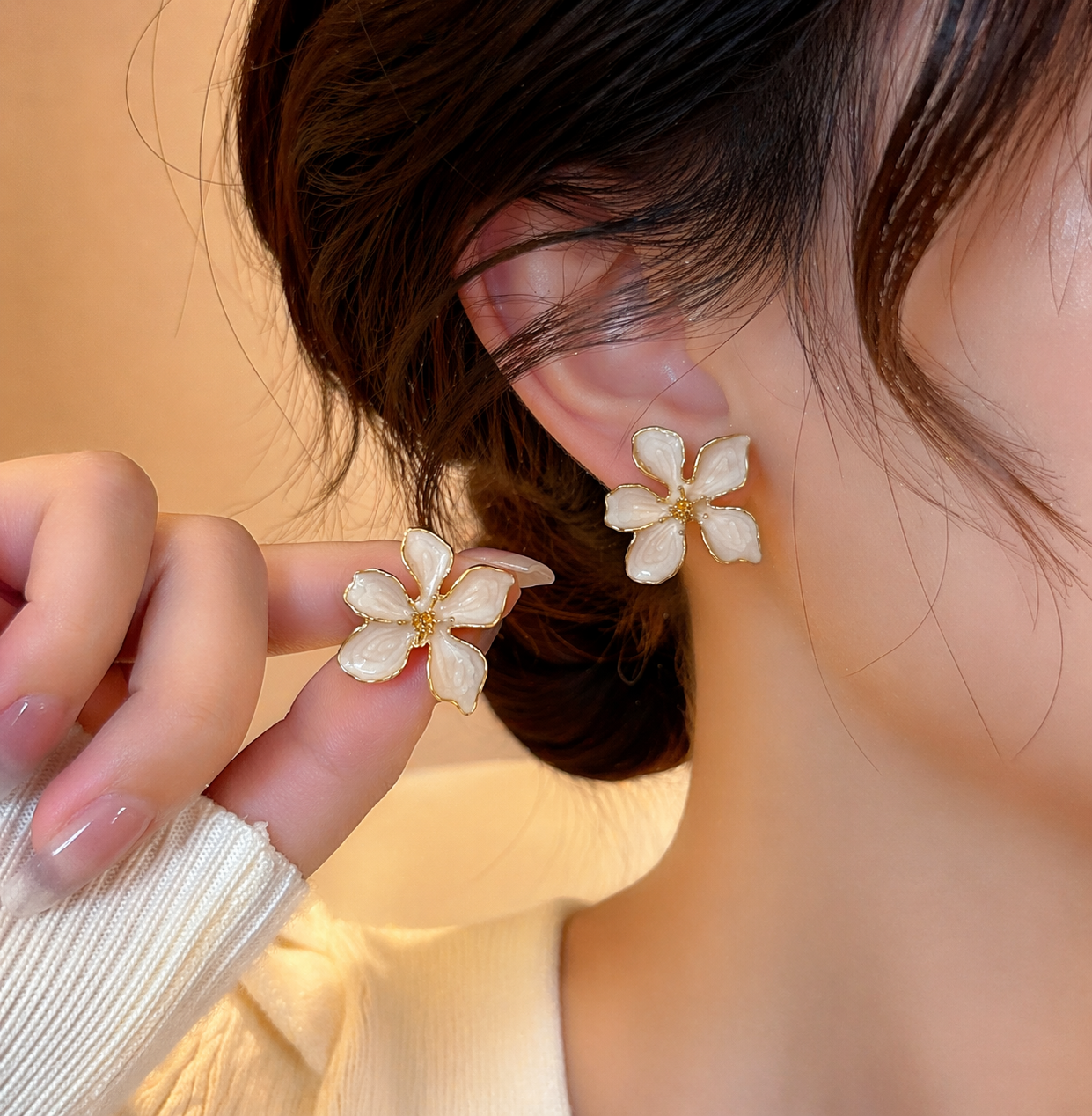 Ivory Bloom Petal Earrings
