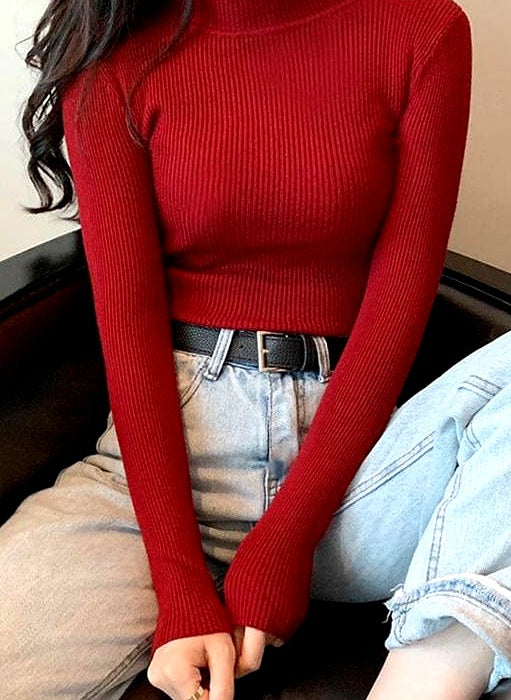 Women’s Polo Neck High Collar Top