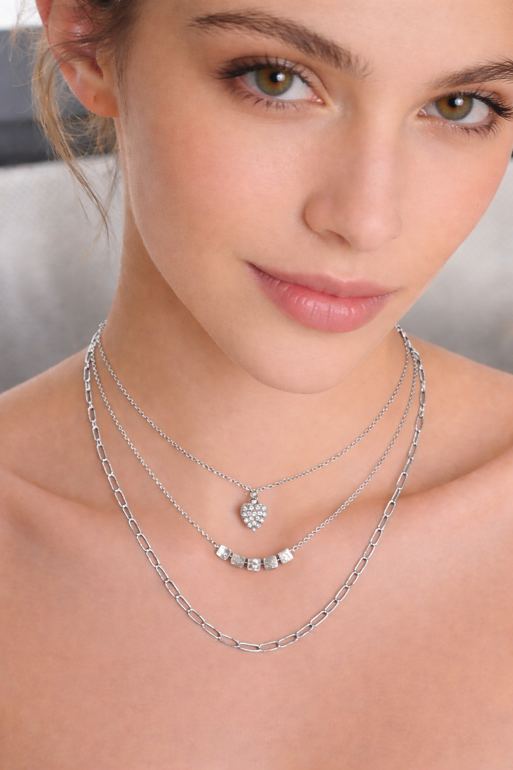 Silver Heart Luxe Layered Necklace