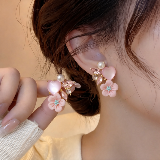 Rosé Bloom Charm Earrings