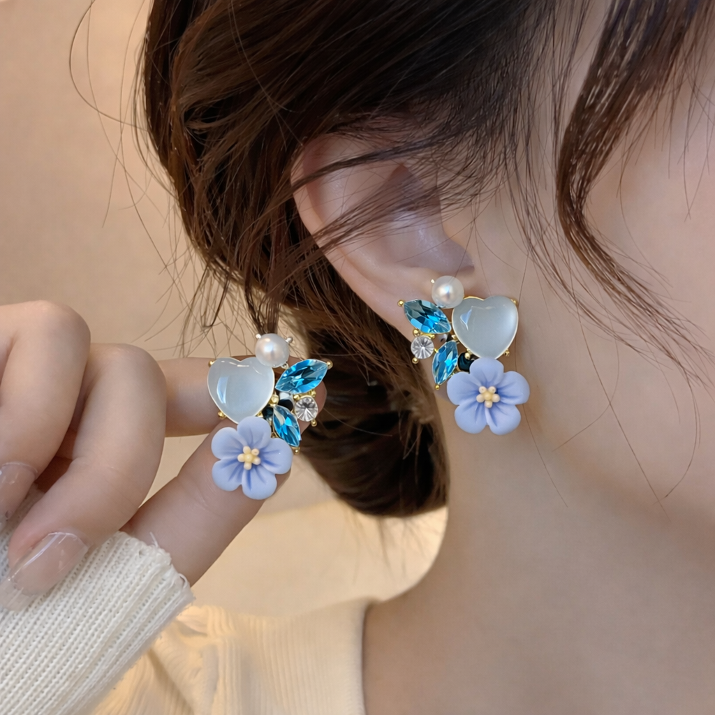 Azure Blossom Charm Earrings