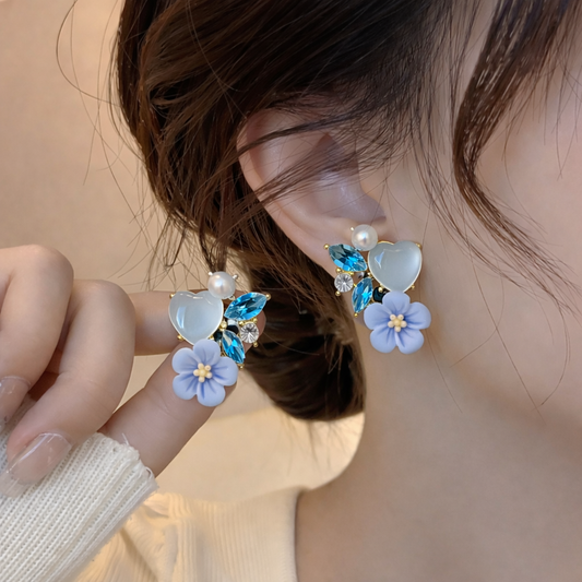 Azure Blossom Charm Earrings