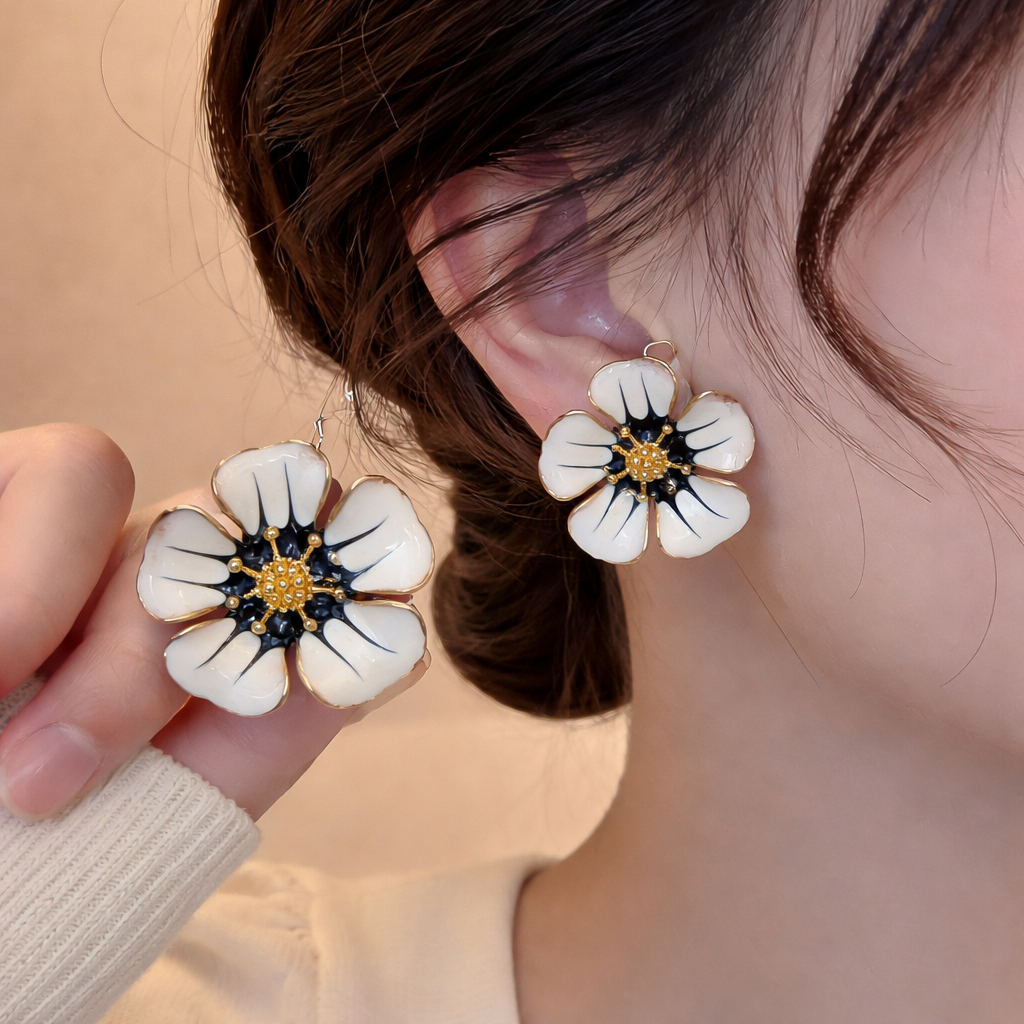 Noir Daisy Statement Earrings