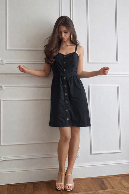 Midnight Button-Down Mini Dress