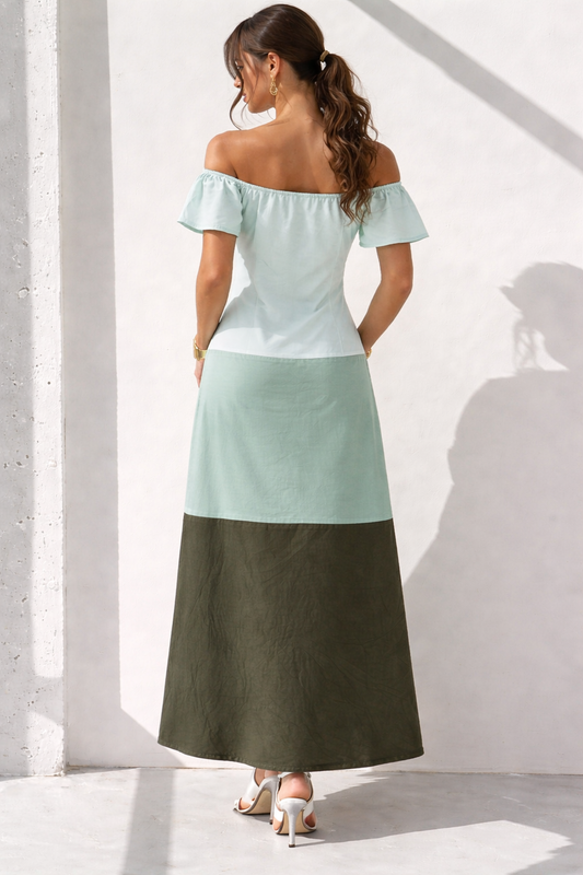 Sunset Harmony Off-Shoulder Maxi Dress