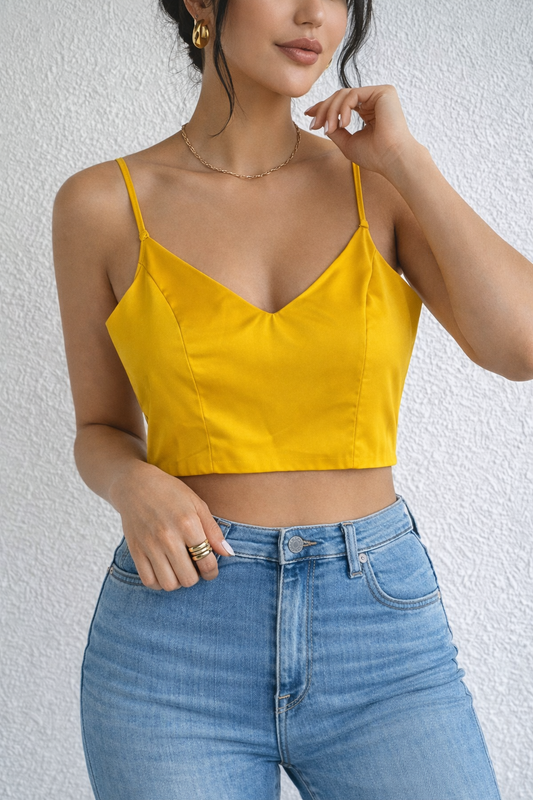 Golden Glow V-Neck Cropped Cami