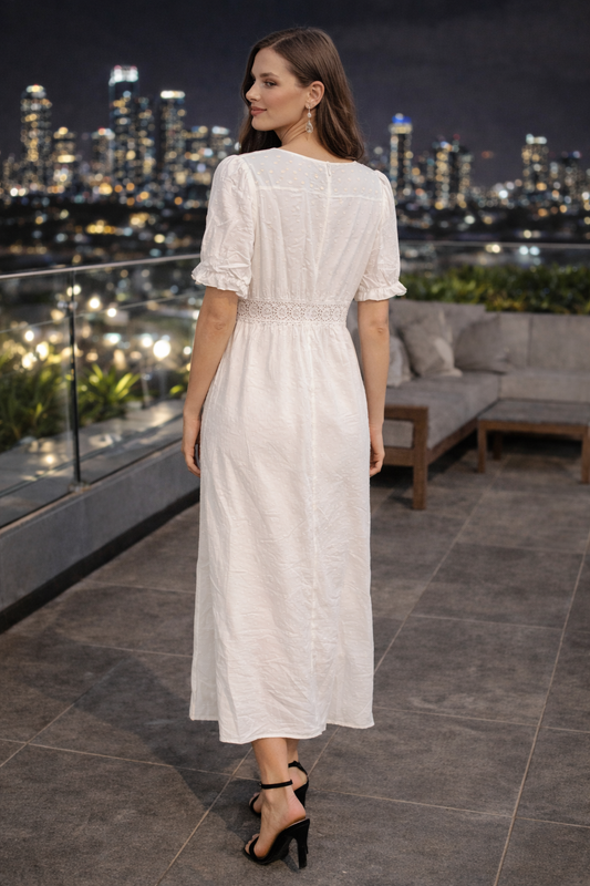 Ivory Charm Button Maxi Dress