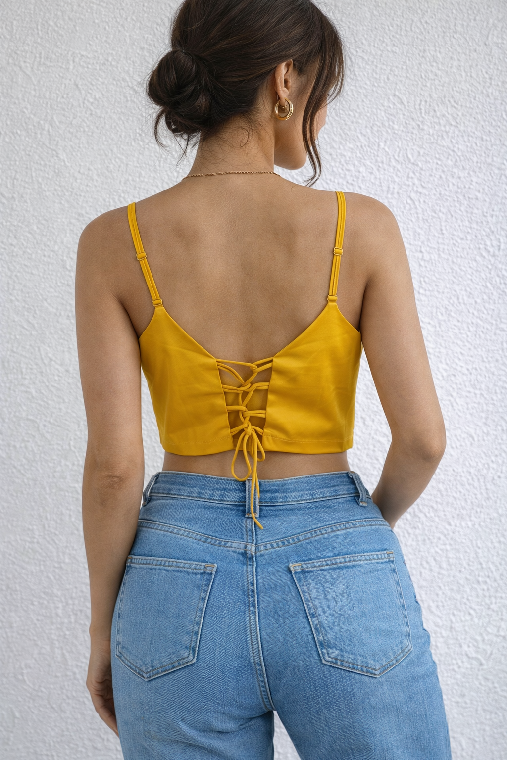 Golden Glow V-Neck Cropped Cami