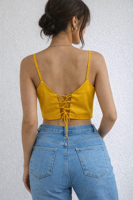 Golden Glow V-Neck Cropped Cami