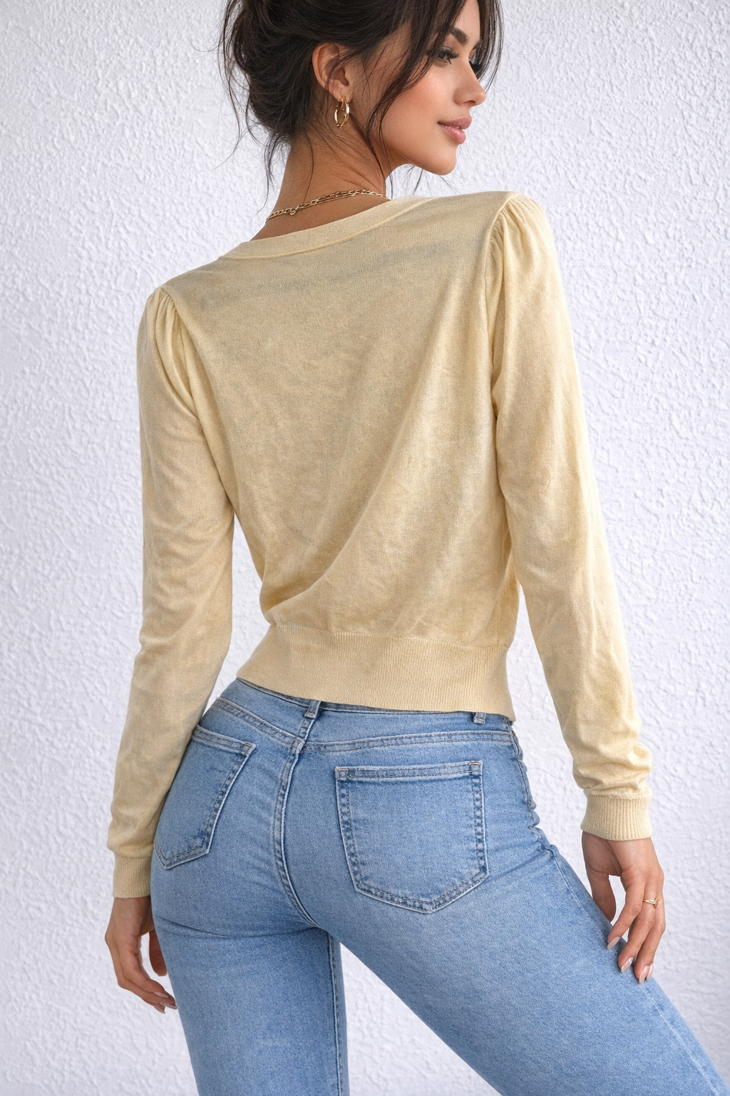 Soft Sand V-Neck Knit Cardigan