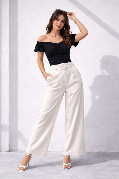 Midnight Grace Off-Shoulder Ruched Top
