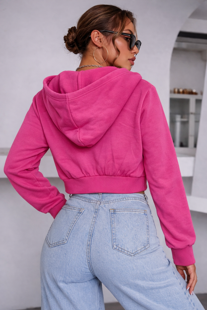 Blush Zip Crop Hoodie