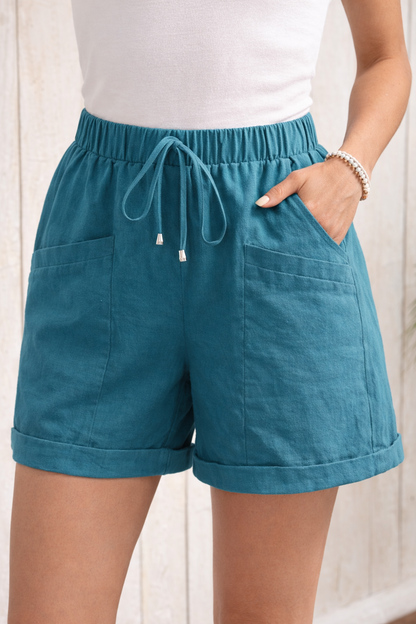 Drawstring Linen Casual Shorts