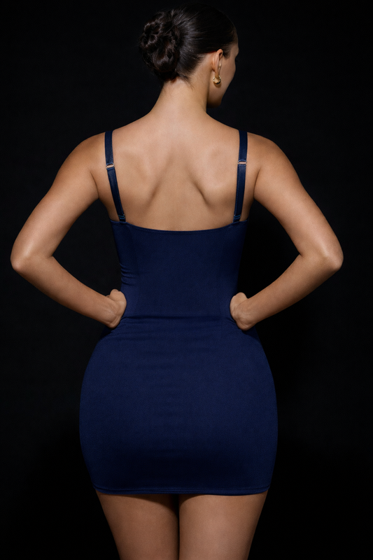 Allure Sculpt Bodycon Mini Dress- Midnight Sapphire Blue