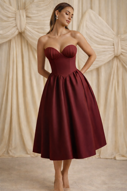 Pure Muse Cotton Mini Dress- Royal Wine