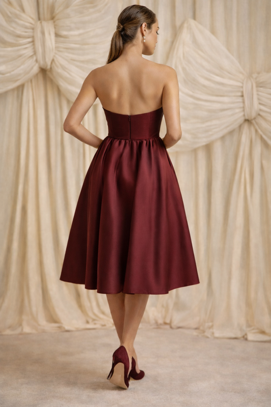 Pure Muse Cotton Mini Dress- Royal Wine