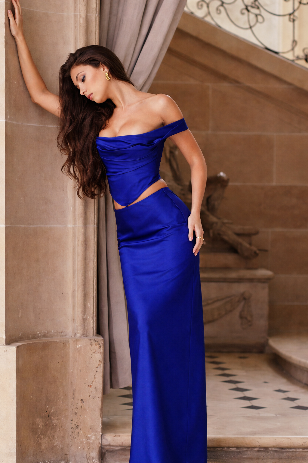 Satin Lycra Elegance Co-ord Dress