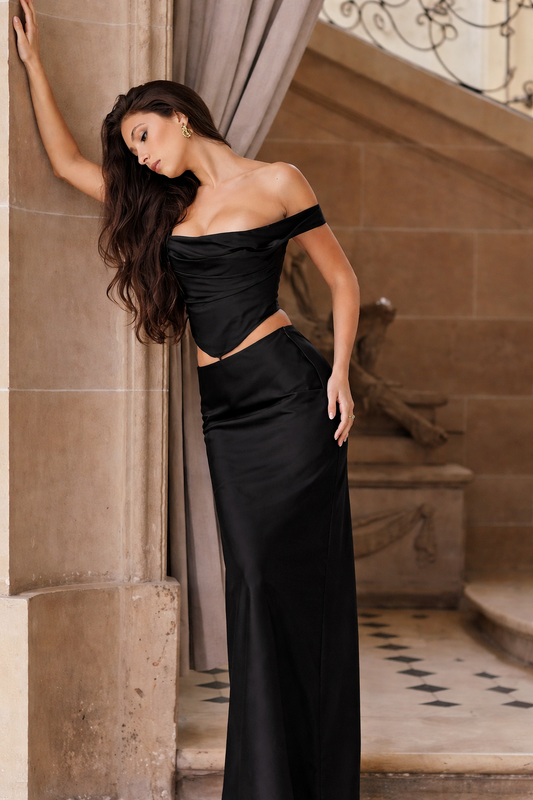 Satin Lycra Elegance Co-ord Dress