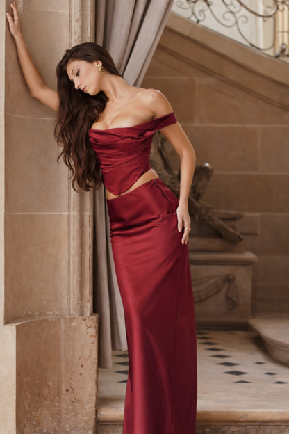 Satin Lycra Elegance Co-ord Dress
