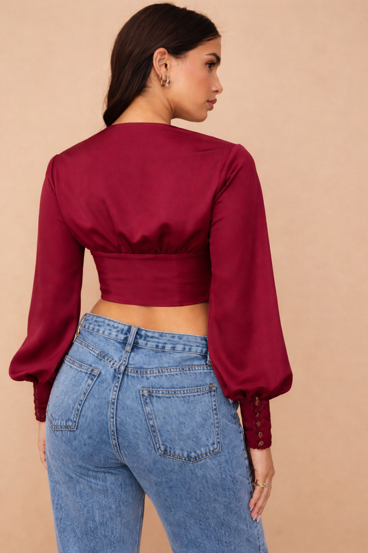 SatinLuxe Lace-Up Corset Top