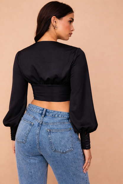 SatinLuxe Lace-Up Corset Top