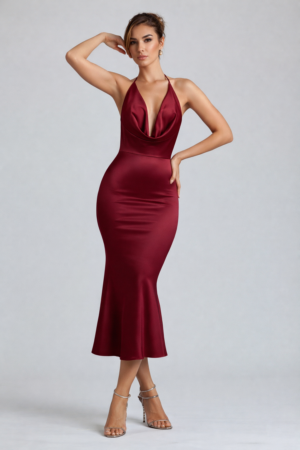 Silquea Curve Satin Lycra Dress
