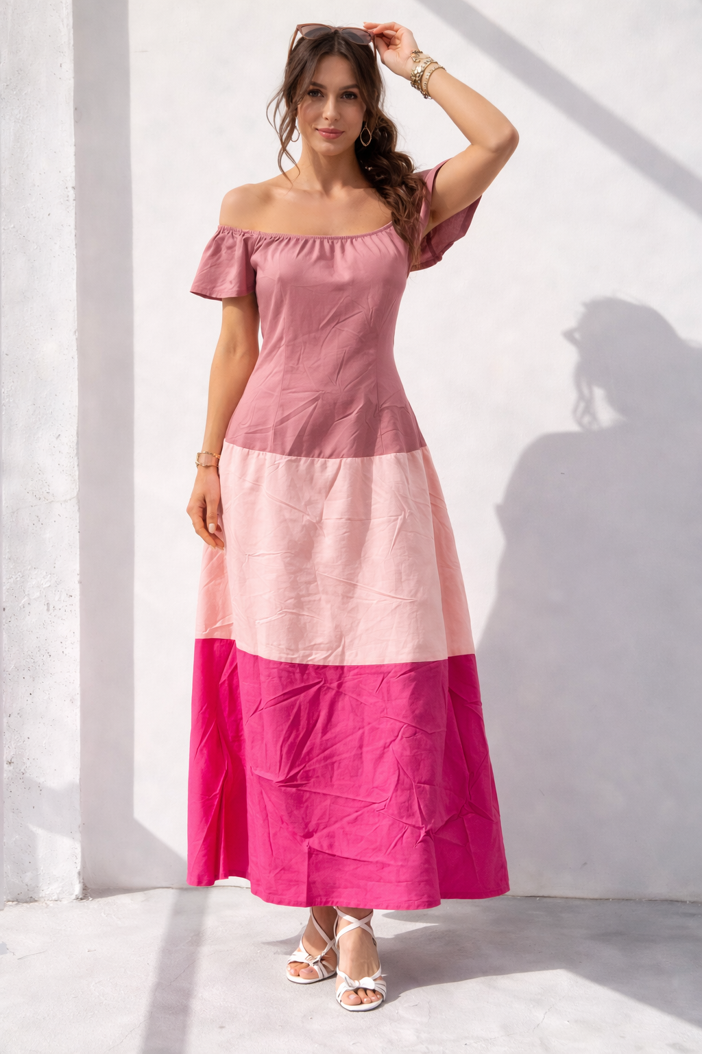 Sunset Harmony Off-Shoulder Maxi Dress