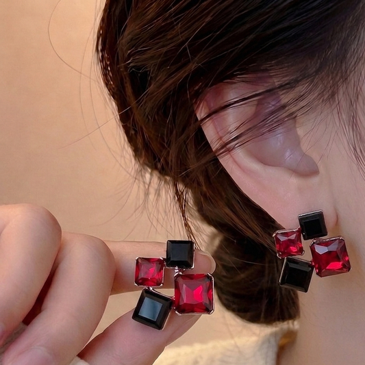 Crimson Noir Prism Earrings