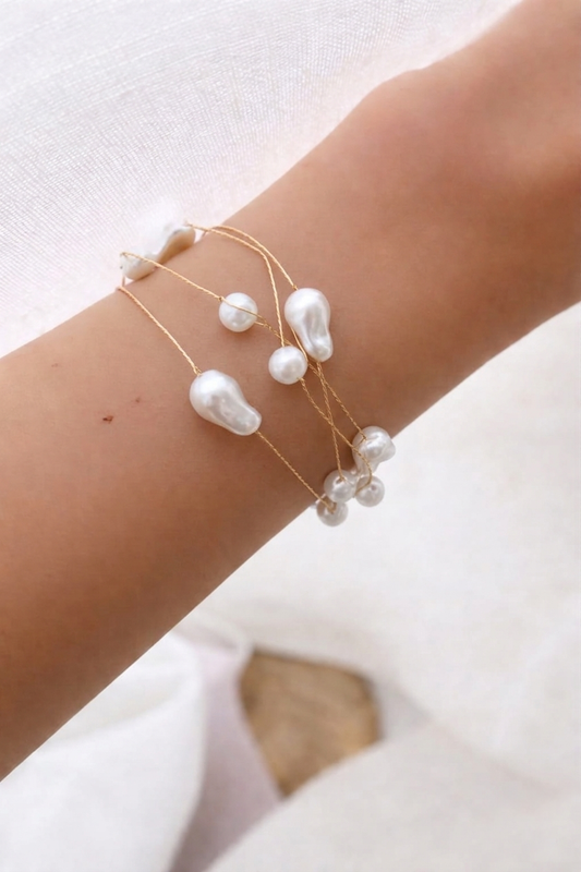 Ethereal Drift Pearl Bracelet