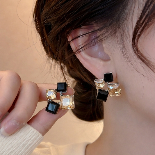 Golden Noir Prism Earrings