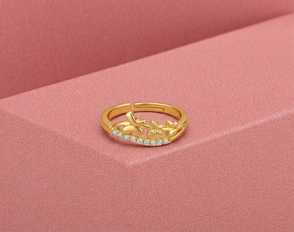 Golden Flutter Vine Ring