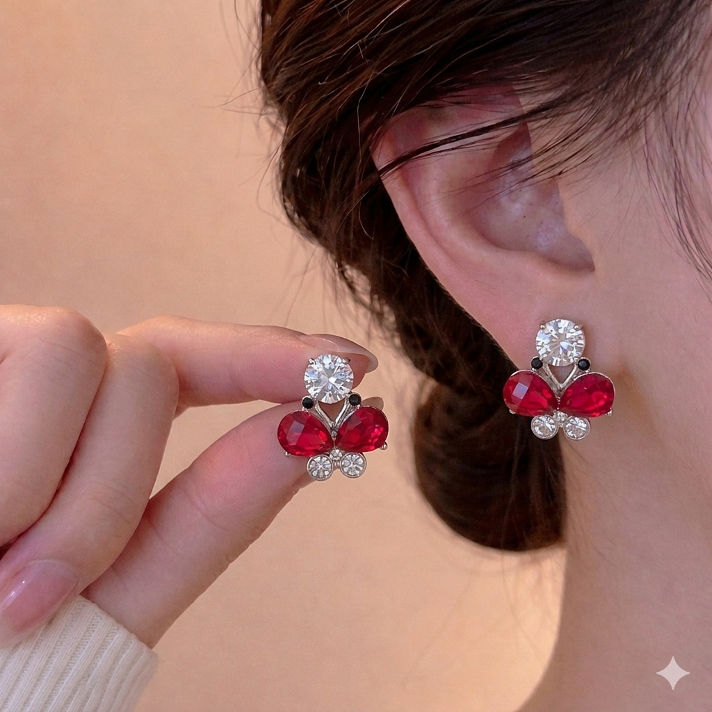 Crimson Flutter Studs
