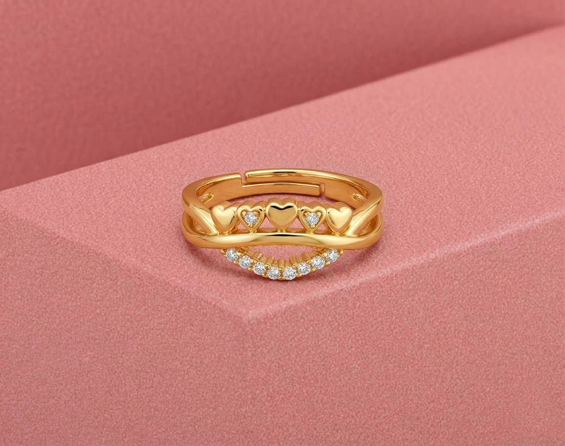 Golden Heart Harmony Ring
