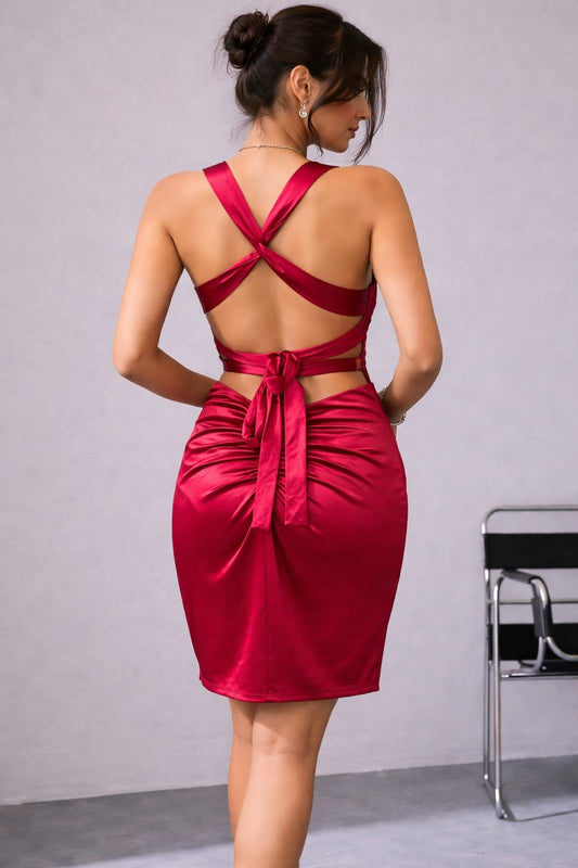 Scarlet Satin Bodycon Dress