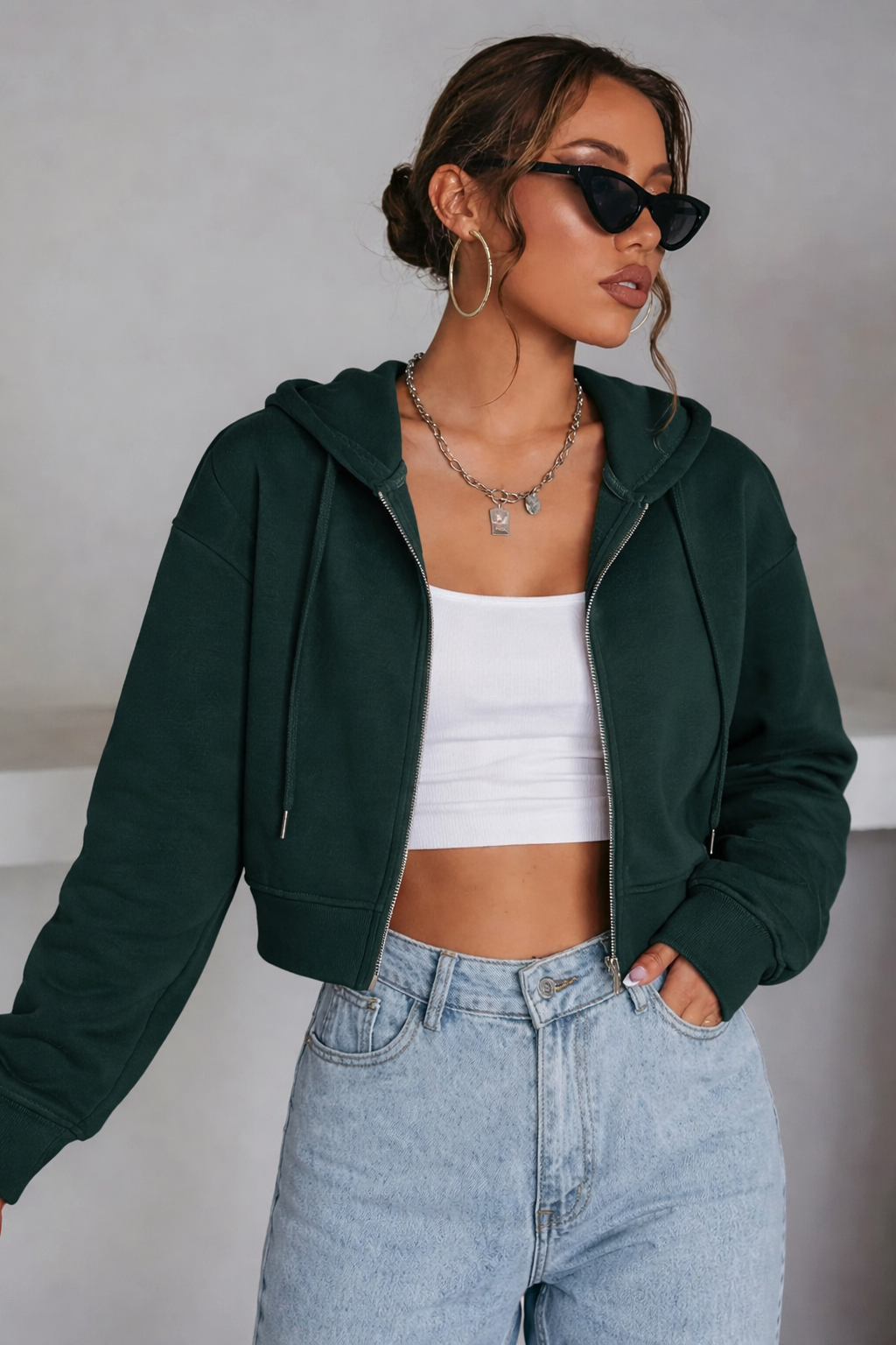 Forest Chic Crop Hoodie