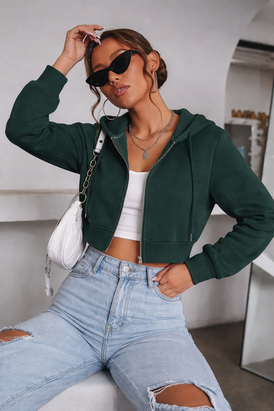 Forest Chic Crop Hoodie