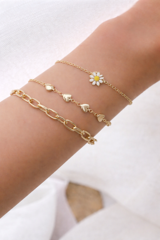 Golden Bloom Charm Bracelet Set
